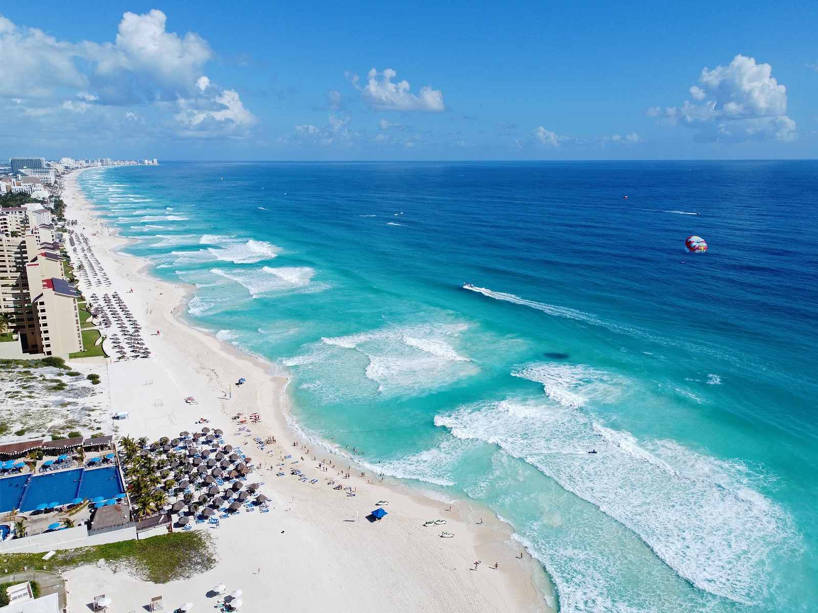 Cancun beach and hotel zone aerial view by Krystal International Vacation Club